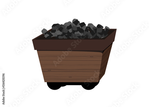 Vector image of an old fashioned coal cart