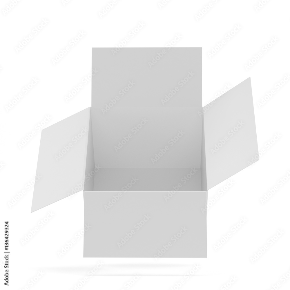 Open box with shadow on white background. 3d rendering