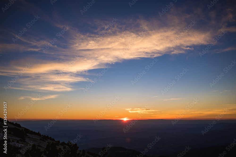 Colorful sunset over mountain landscape