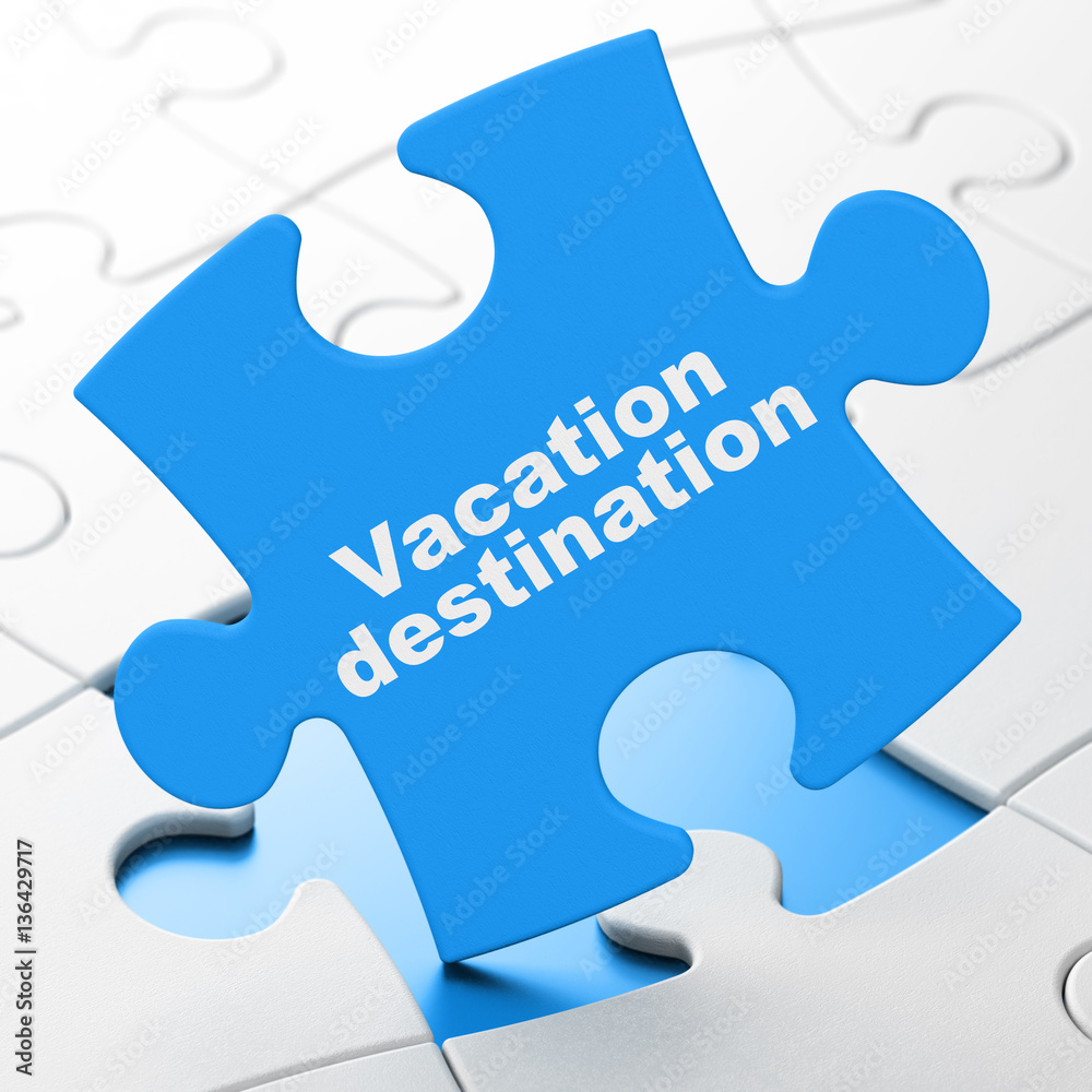 Vacation concept: Vacation Destination on puzzle background Vacation concept: Vacation Destination on puzzle background