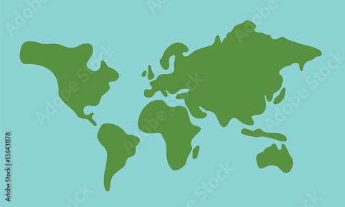 World map on the blue background