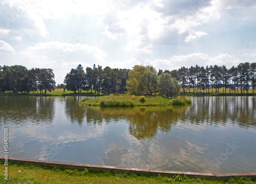 Pond on a summer day near the Mir Castle, Belarus