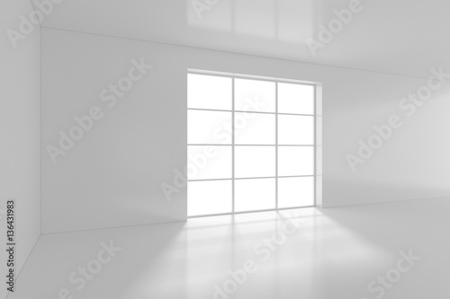 High resolution white room with window. 3d rendering.