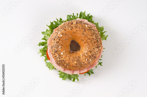 bagel sandwich with ham