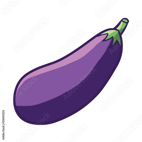 Cute and funny purple eggplant - vector.