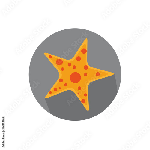 Flat Icon of Sea Star With Long Shadow For Travel And Beach