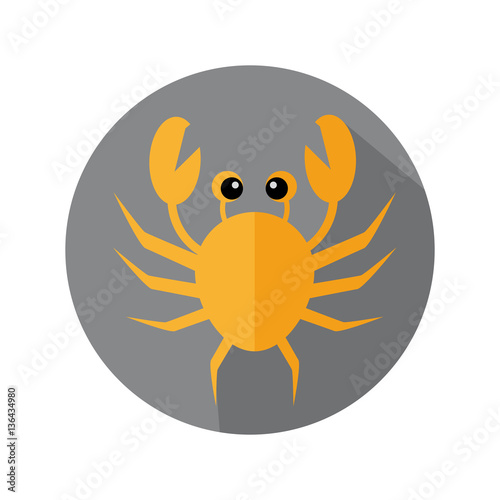 Flat Icon of Funny Cartoon Crab For Travel And Beach
