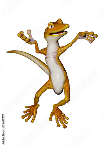 3D Rendering Gecko on White