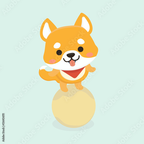 Vector illustration of cute Shiba Inu dog. 