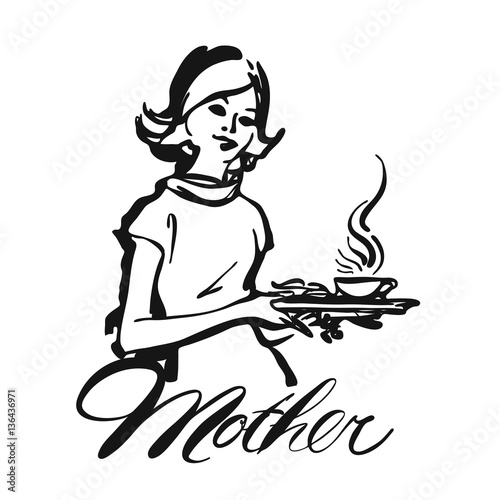 Mother Waitress serving coffee
