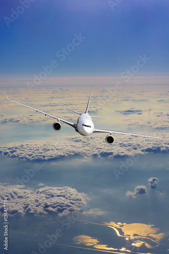Airplane in the sky. Passenger Airliner