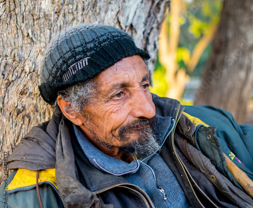 A lonely homeless man in Tunisia
