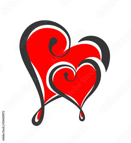 Zwei Herzen Liebe Design Element Banner