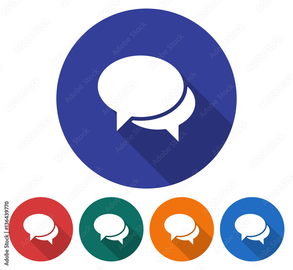 Round icon of two blank speech bubbles. Dialogue icon. Flat style ...