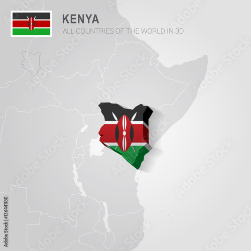 Kenya drawn on gray map