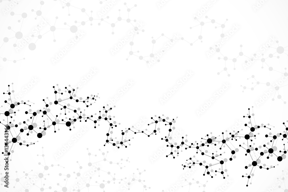 Structure molecule and communication. Dna, atom, neurons. Scientific concept for your design. Connected lines with dots. Medical, technology, chemistry, science background. Vector illustration. Structure molecule and communication. Dna, atom, neurons. Scientific concept for your design. Connected lines with dots. Medical, technology, chemistry, science background. Vector illustration.