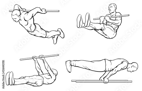 Street workout outline set