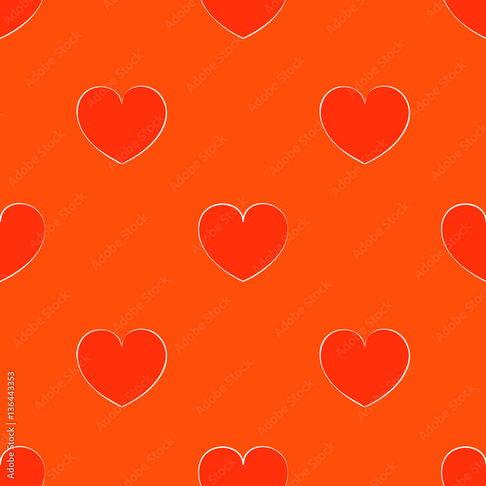 Seamless orange pattern with hearts. Bright background for the V