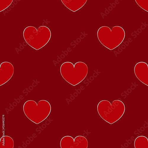 Seamless maroon pattern with hearts. Bright background for the V