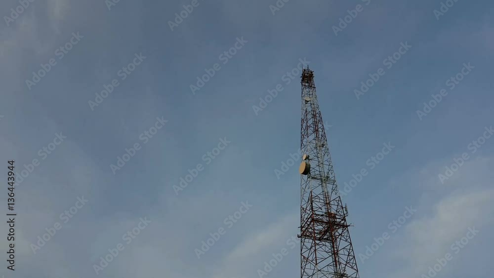 silhouette antenna on the roof over sky, time lapse silhouette antenna on the roof over sky, time lapse