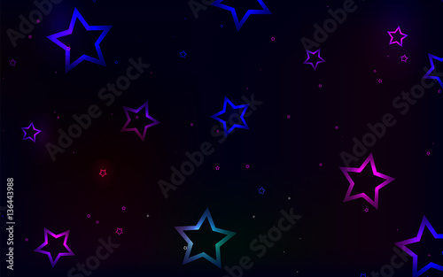 Vector illustration. Abstract background. Multicolored stars on a dark background.