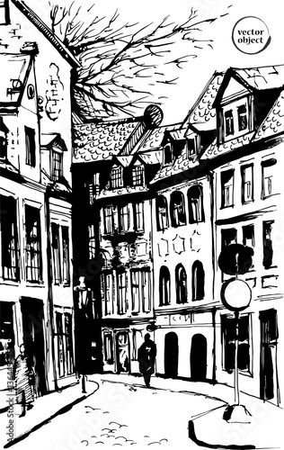 City landscape. Made by ink on paper.