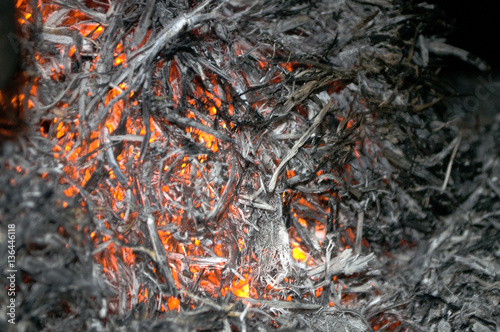 The fire from the burning bales of soya, photographed stove in a small village near Novi Sad, Serbia