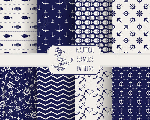 Set of seamless nautical patterns