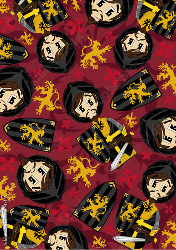 Cute Cartoon Black Medieval Knight Pattern