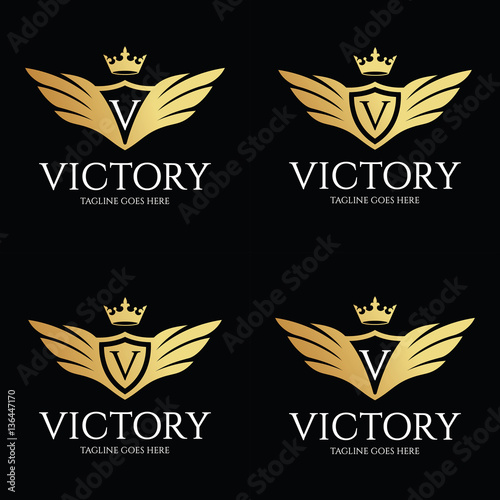 Victory logo design template. Luxury logo design concept. Vector illustration