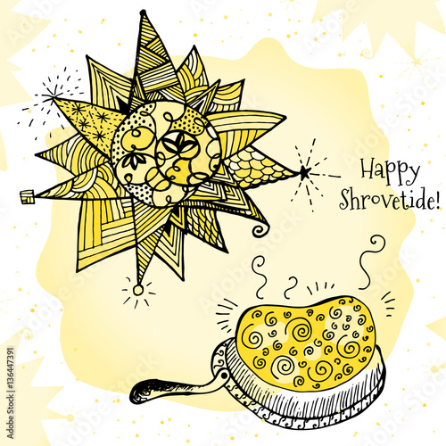 Happy Shrovetide Hand Drawn Vector Illustration