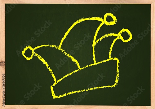 Fasching Karneval Narrenkappe - Vektor Schultafel freigestellt Element Symbol Icon Cartoon clipart Kreidezeichnung handgemalt