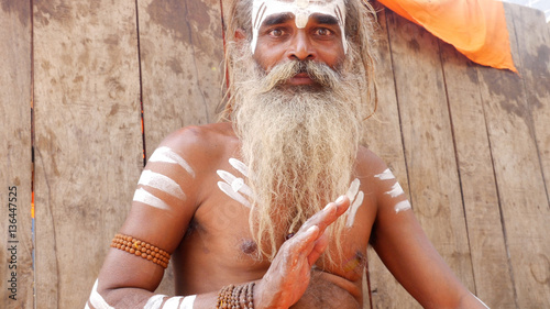 Sadhu man in Varanasi, India photo