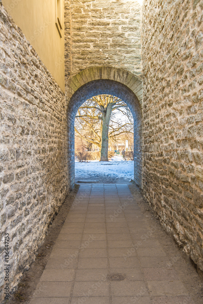 Fototapeta premium Narrow stone corridor 