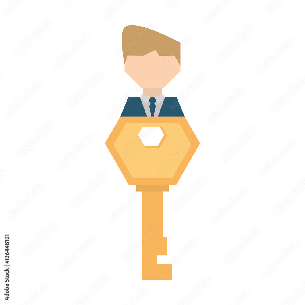 businessman work key related icon, vector illustration design