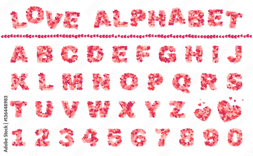 Set of heart filled letters, Love alphabet for Valentine's Day Set of heart filled letters, Love alphabet for Valentine's Day