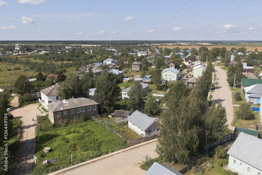 Top view of Babushkina street in the town of Totma, Vologda Region, Russia