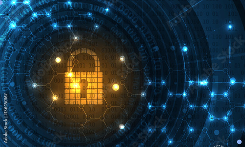 Technology security concept. Modern safety digital background