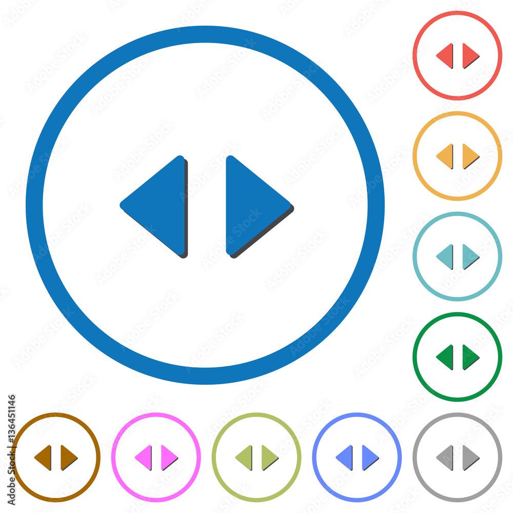 Horizontal control arrows icons with shadows and outlines Horizontal control arrows icons with shadows and outlines