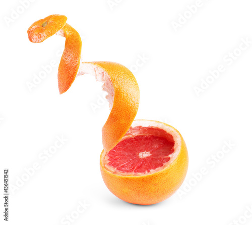 Grapefruit citrus fruit with half isolated on white with clippin