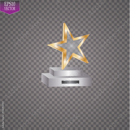 Glass trophy awards vector illustration. The transparent trophy for award.