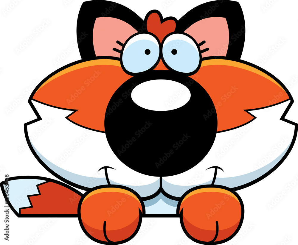 Cartoon Fox Cub Peeking
