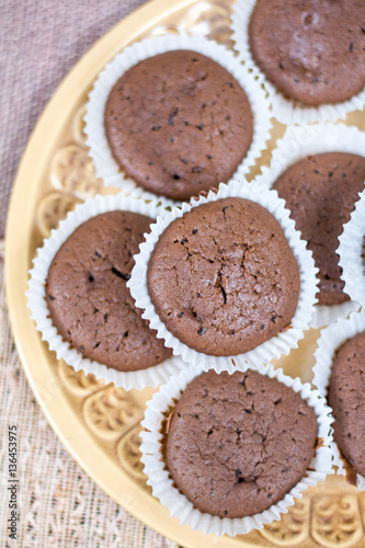 Chocolate cupcakes muffins on the plate