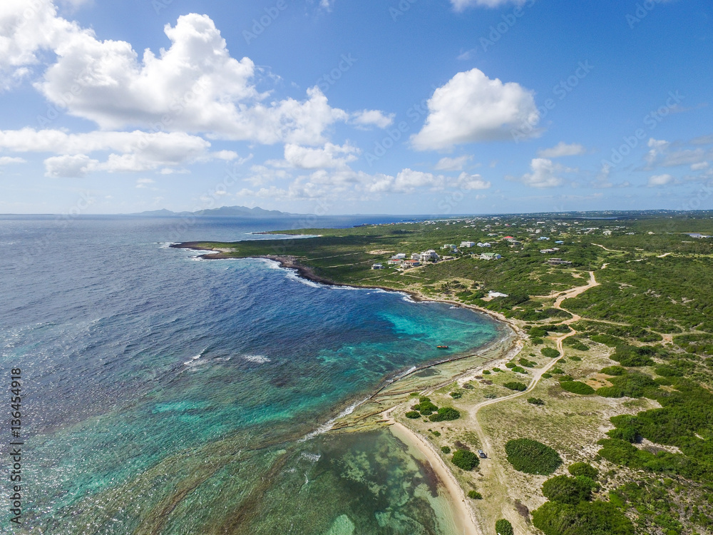 Aerial view of Savannah Bay, East Side Anguilla, Caribbean
