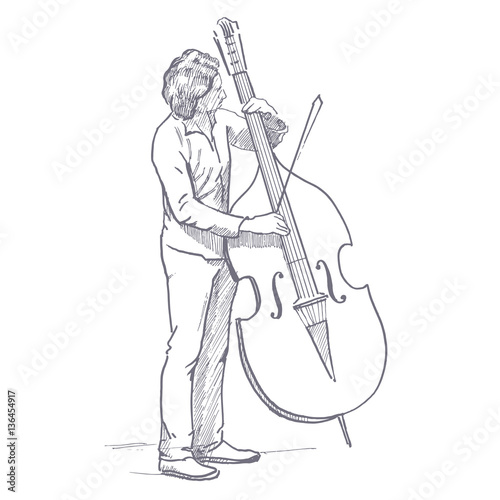 flat graphic vector illustration violoncellist