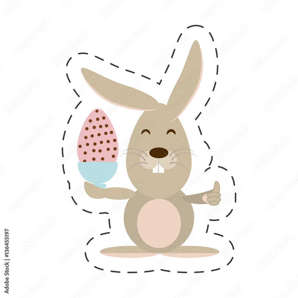 Fototapeta premium Easter rabbit with egg icon image, vector illustration