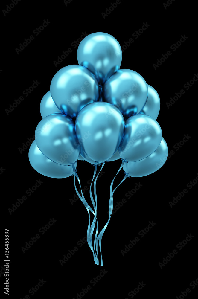 Blue isolated on a black background balloon. 3d illustration, 3d Stock  Illustration | Adobe Stock