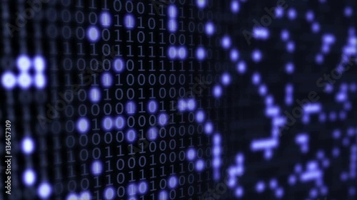 animation of a binary code background with changing numbers, loopable, full hd