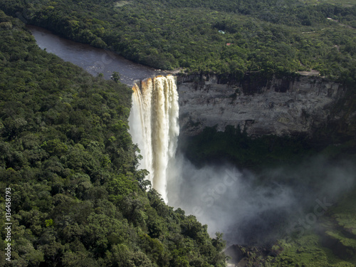 Kaieteur Falls from plane located in Guyana  Potaro River  South America 