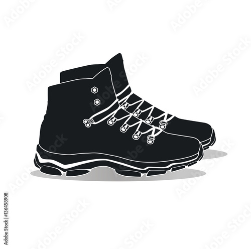 pair of casual winter shoes, vector, illustration,